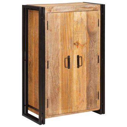 Витрина с врати Кафяво Масивно грубо мангово дърво и метал