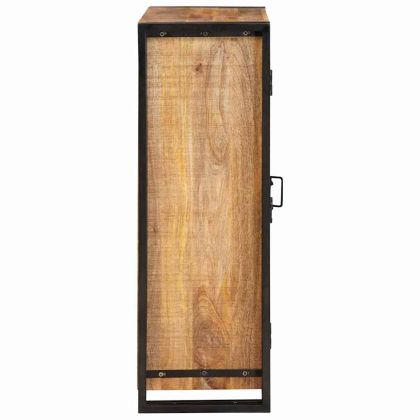 Витрина с врати Кафяво Масивно грубо мангово дърво и метал
