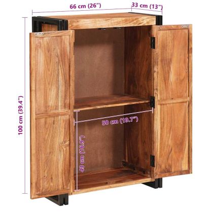 Витрина с врати Кафяво Масивна акациева дървесина и метал