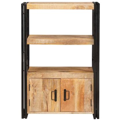 Рафт за книги с вратички Солидно грубо мангобо дърво и метал