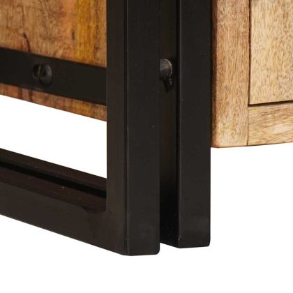 Рафт за книги с вратички Солидно грубо мангобо дърво и метал