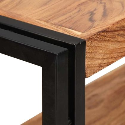 Рафт за книги с вратички Масивна акациева дървесина и метал