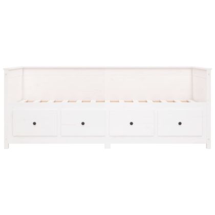 Дневно легло без матрак, бял, 90x200 см, борово дърво масив