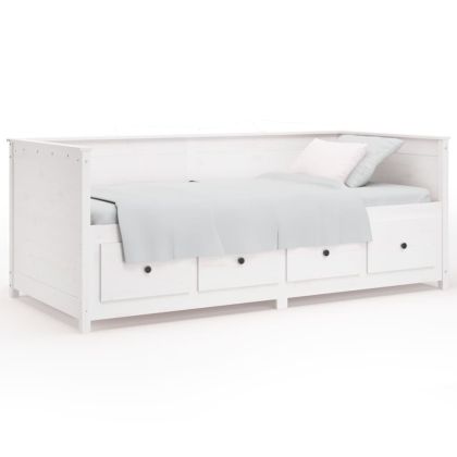 Дневно легло без матрак бяло 75x190 cm масивна дървесина бор