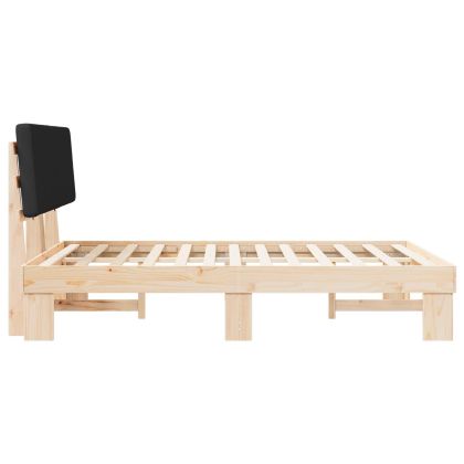 Леглова рамка с тапицирана гръбна част Черно 160 x 200 cm