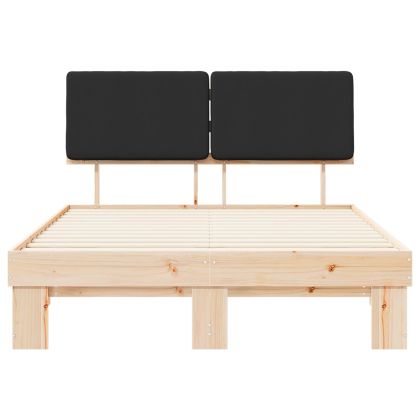 Леглова рамка с тапицирана гръбна част Черно 150 x 200 cm