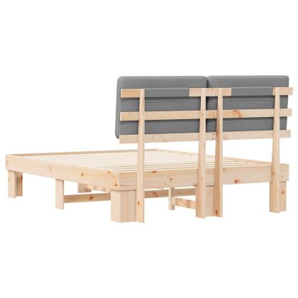 Леглова рамка с тапицирана гръбна част Светлосиво 140 x 200 cm