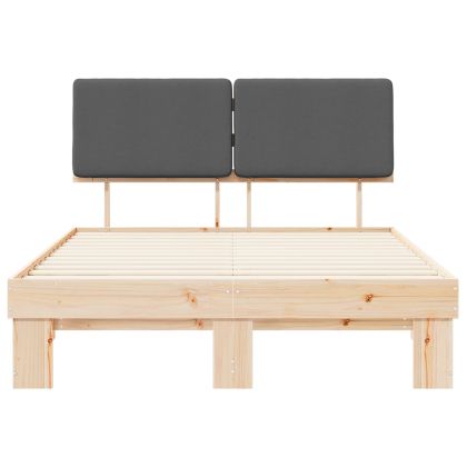 Леглова рамка с тапицирана гръбна част Тъмен сив 140 x 200 cm