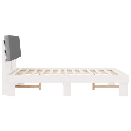 Леглова рамка с тапицирана гръбна част Светлосиво 140 x 200 cm