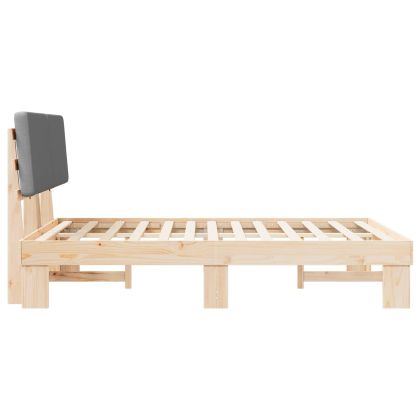 Леглова рамка с тапицирана гръбна част Светлосиво 135 x 190 cm