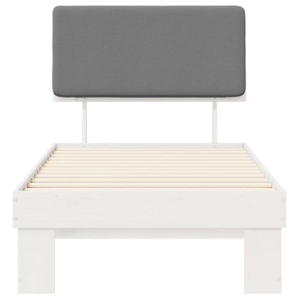 Леглова рамка с тапицирана гръбна част Светлосиво 80 x 200 cm