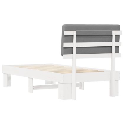 Леглова рамка с тапицирана гръбна част Светлосиво 75 x 190 cm