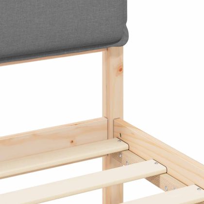 Леглова рамка с тапицирана гръбна част Светлосиво 90 x 200 cm