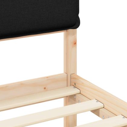 Леглова рамка с тапицирана гръбна част Черно 90 x 190 cm