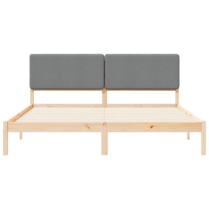 Леглова рамка с тапицирана гръбна част Светлосиво 180 x 200 cm