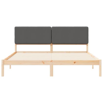 Леглова рамка с тапицирана гръбна част Тъмен сив 180 x 200 cm
