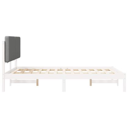 Леглова рамка с тапицирана гръбна част Светлосиво 160 x 200 cm