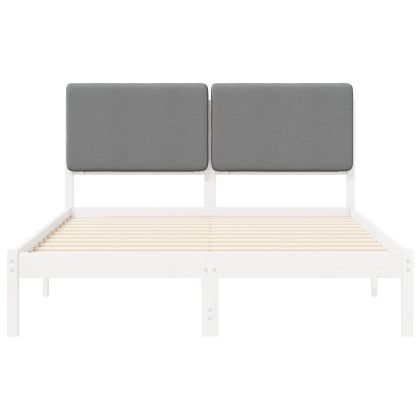 Леглова рамка с тапицирана гръбна част Светлосиво 160 x 200 cm