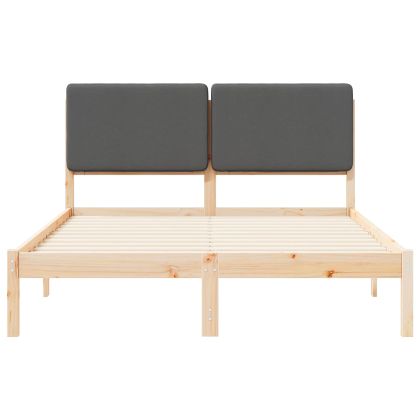 Леглова рамка с тапицирана гръбна част Тъмен сив 150 x 200 cm