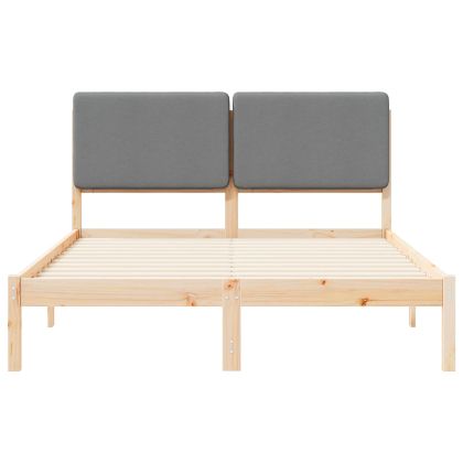 Леглова рамка с тапицирана гръбна част Светлосиво 140 x 200 cm