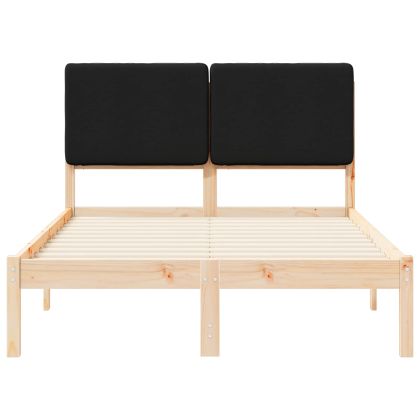 Леглова рамка с тапицирана гръбна част Черно 120 x 200 cm