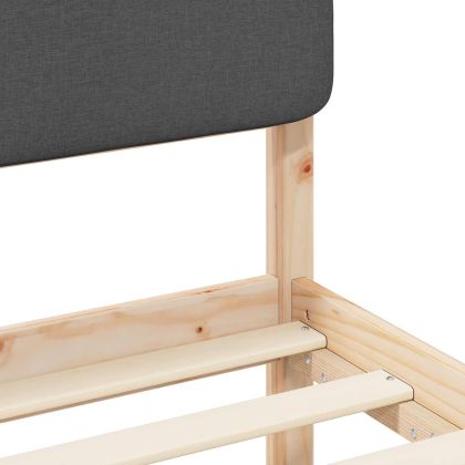 Леглова рамка с тапицирана гръбна част Тъмен сив 135 x 190 cm