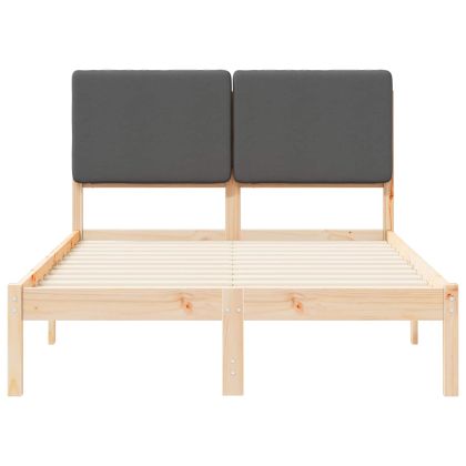 Леглова рамка с тапицирана гръбна част Тъмен сив 120 x 190 cm