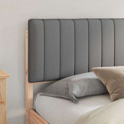 Леглова рамка с тапицирана гръбна част Светлосиво 180 x 200 cm