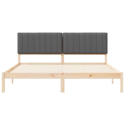 Леглова рамка с тапицирана гръбна част Тъмен сив 180 x 200 cm