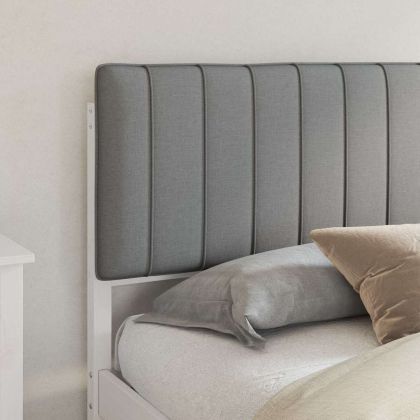 Леглова рамка с тапицирана гръбна част Светлосиво 180 x 200 cm