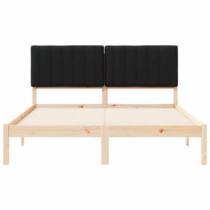 Леглова рамка с тапицирана гръбна част Черно 160 x 200 cm