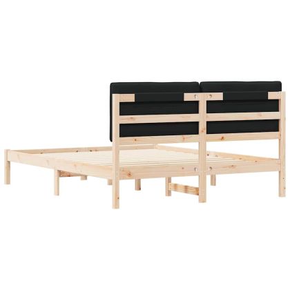 Леглова рамка с тапицирана гръбна част Черно 150 x 200 cm