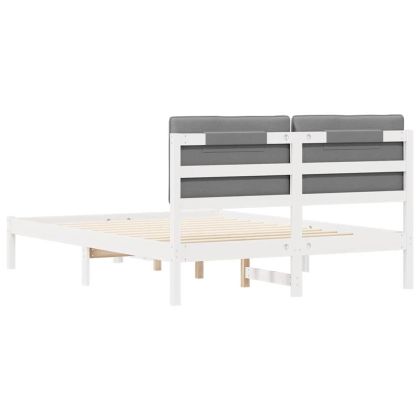 Леглова рамка с тапицирана гръбна част Светлосиво 135 x 190 cm