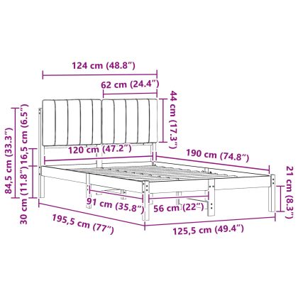 Леглова рамка с тапицирана гръбна част Таупе 120 x 190 cm
