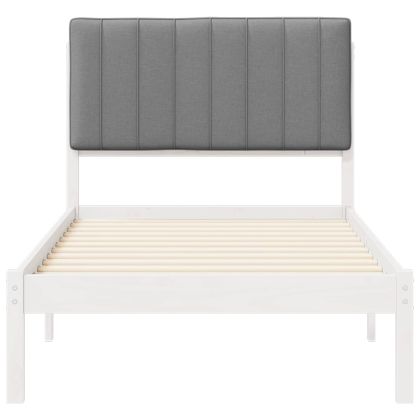 Леглова рамка с тапицирана гръбна част Светлосиво 90 x 190 cm