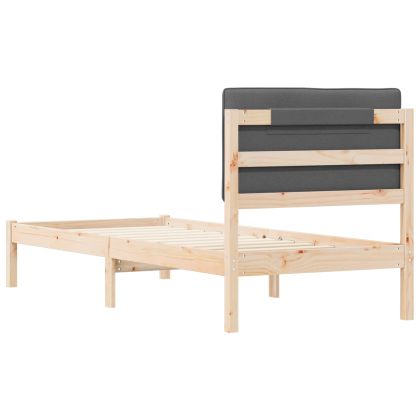 Леглова рамка с тапицирана гръбна част Тъмен сив 75 x 190 cm