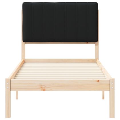 Леглова рамка с тапицирана гръбна част Черно 75 x 190 cm