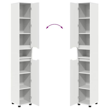 Шкаф за баня с рафт Бяло 30,5 x 30 x 195 см Инженерно дърво
