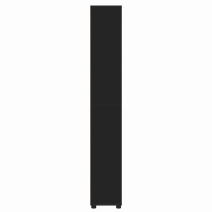 Шкаф за баня с рафт Черно 30,5 x 30 x 195 см Инженерно дърво