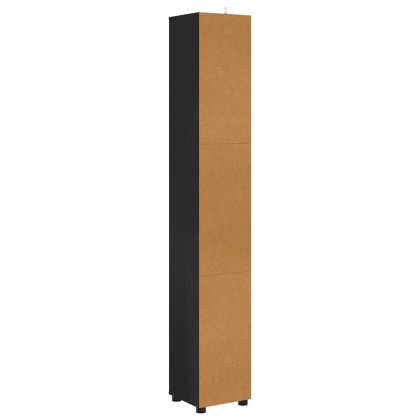 Шкаф за баня с рафт Черно 30,5 x 30 x 195 см Инженерно дърво