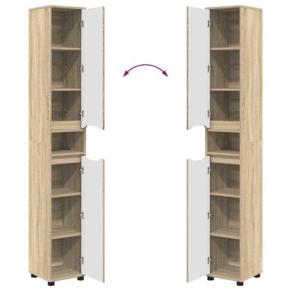 Шкаф за баня Сонома дъб 30,5 x 30 x 195 см Инженерно дърво