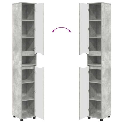 Шкаф за баня Циментено сиво 30,5 x 30 x 195 см Инженерно дърво
