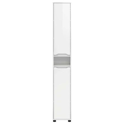 Шкаф за баня Лъскаво бяло 30,5 x 30 x 195 см Инженерно дърво