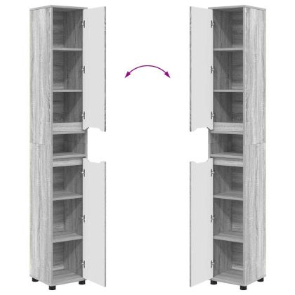 Шкаф за баня Сив Сонома 30,5 x 30 x 195 см Инженерно дърво
