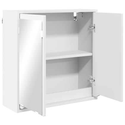 Шкаф с огледало за баня Бяло 60 x 20 x 60 cm Инженерно дърво