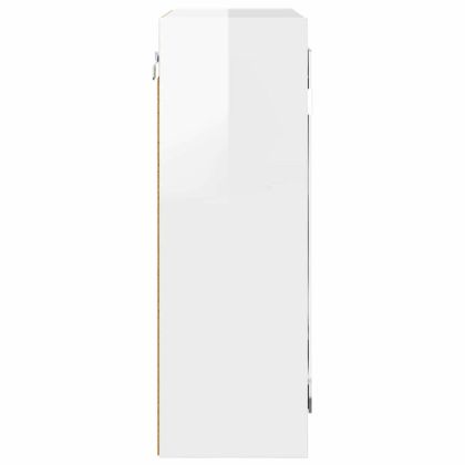 Шкаф с огледало за баня с рафт Лъскаво бяло 60 x 20 x 60 cm