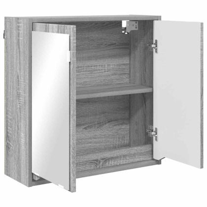 Шкаф с огледало за баня с рафт Сив Сонома 60 x 20 x 60 cm