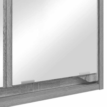 Шкаф с огледало за баня с рафт Сив Сонома 60 x 20 x 60 cm