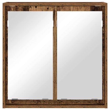 Шкаф с огледало за баня с рафт Старо дърво 60 x 20 x 60 cm