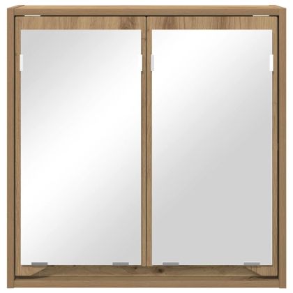 Шкаф с огледало за баня Дъб 60 x 20 x 60 cm Инженерно дърво